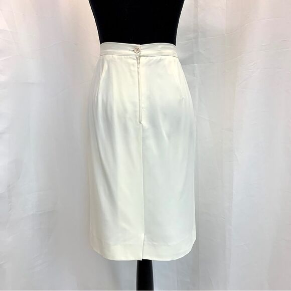 VALENTINO light cream ivory white vintage pencil skirt Sz 48 - Picture 4 of 12